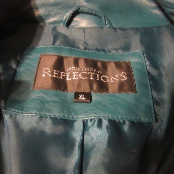 Turquoise Faux Leather Jacket - Picture 2 of 2